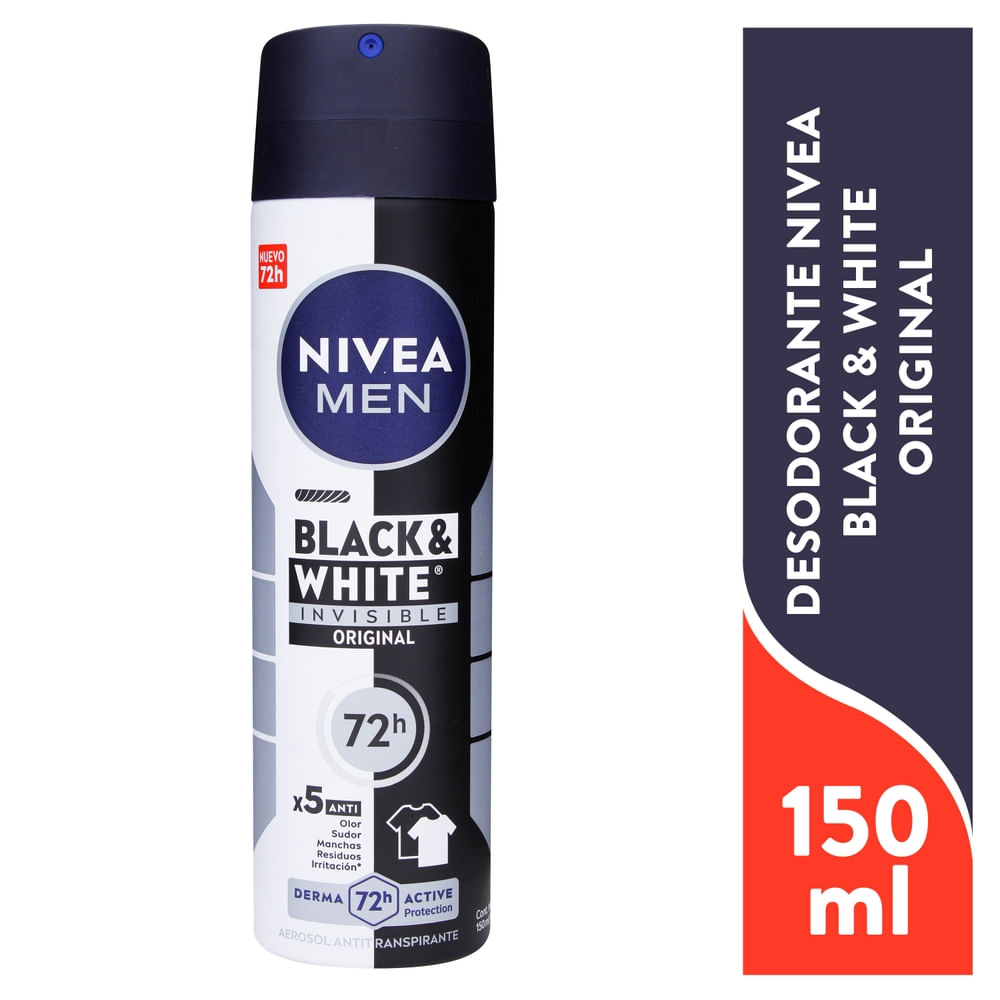 Desodorante Nivea Men Antimanchas en Spray Black & White Invisible Power - 150 ml